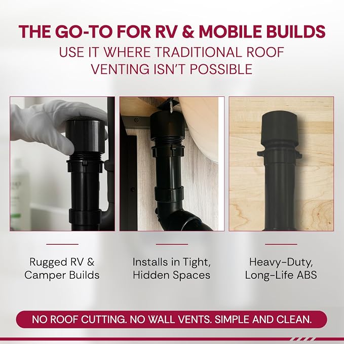 1-1/2" Male Threaded Vent Check 2 Secondary Venting Solution Air Admittance - Image 7