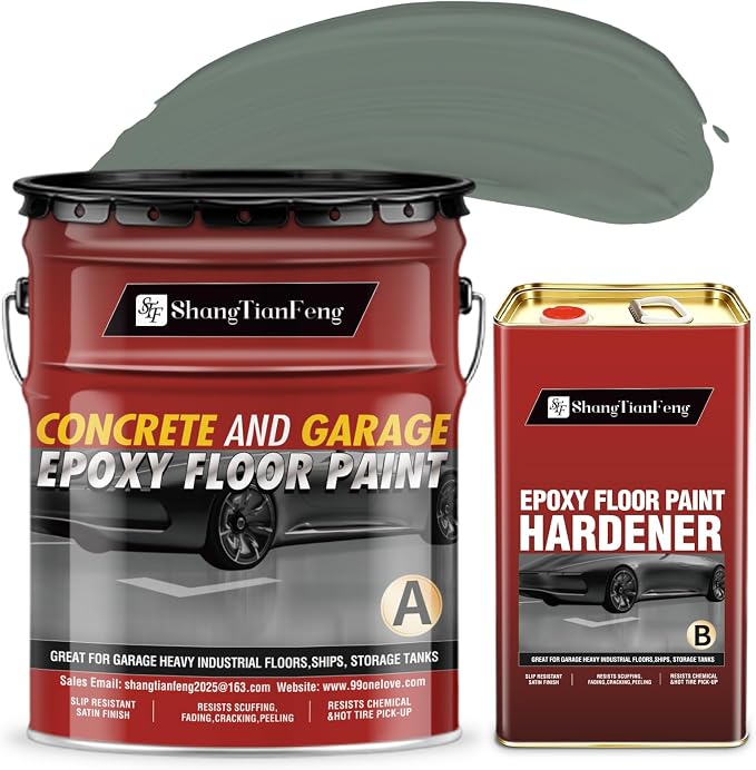 Two-Component Epoxy Floor Paint Kit, 4 Gallon Self-Leveling & Roller Coating by STFShangTianFengPAINT