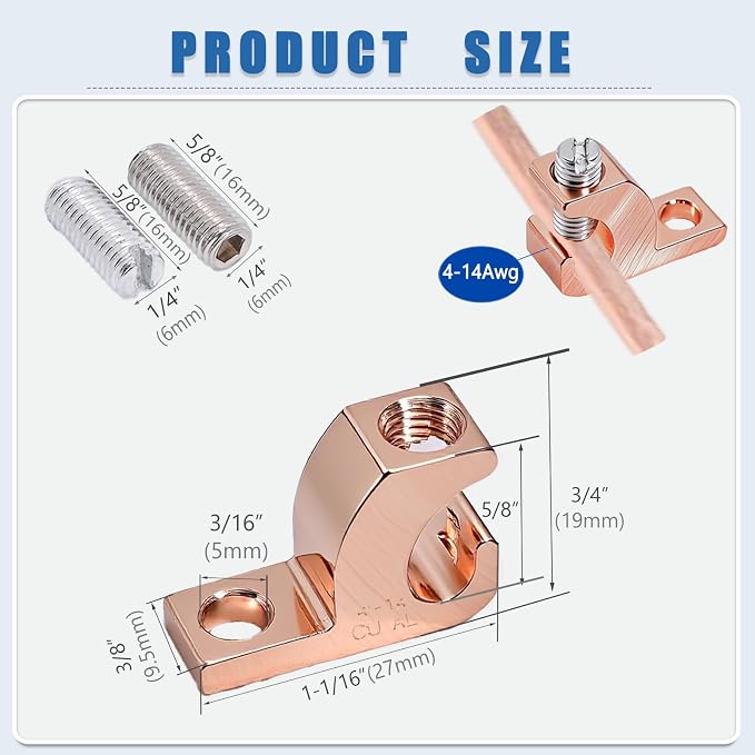 Lay in Connector Pool Bonding Lug, 12 Pack Copper Lay-in Clamps - Image 2