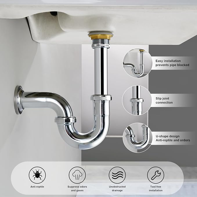 ZM Brass P-trap Pipe Basin Sink Waste Kit - Image 2