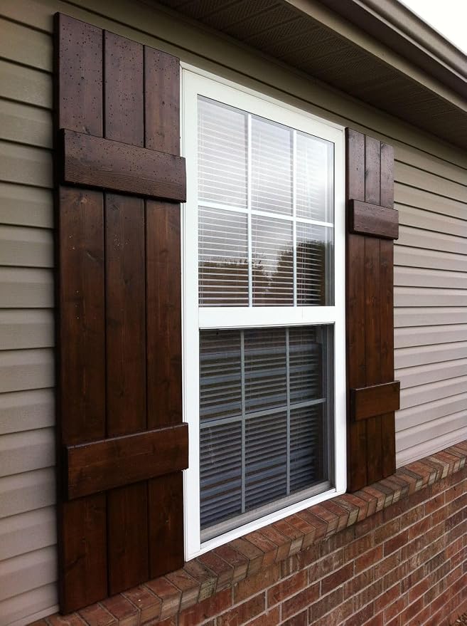 Homeside Raised Panel Vinyl Shutter 1 Pair 14-1/2in. x 75in. 035 Brown - Image 5
