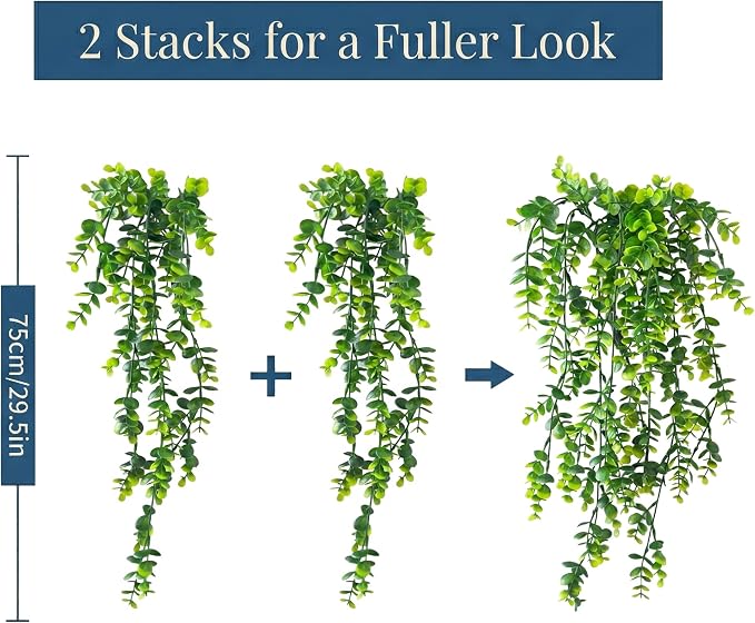 4 Pack Fake Hanging Plants, Artificial Potted Plants - Image 2