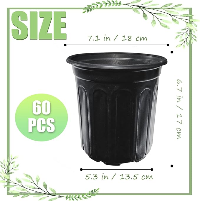 Jgalnim 60 Pack 1 Gallon Nursery Plant Pots, Thickened Flexible Plastic - Image 2