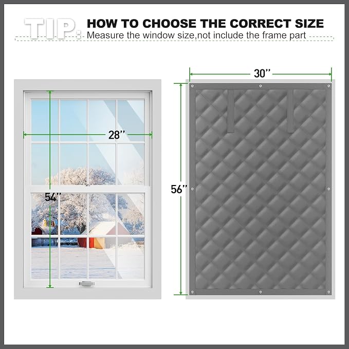 Thermal Curtains for Winter Insulated 30" x 56", Winter Window Insulation for - Image 3