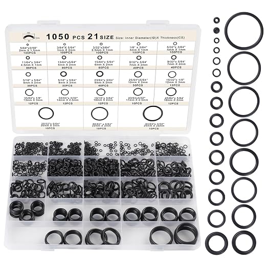 Romeda O Ring Kit 1050 PCS, O Ring Assortment Kit 21 Size, Metric Nitrile by Romeda