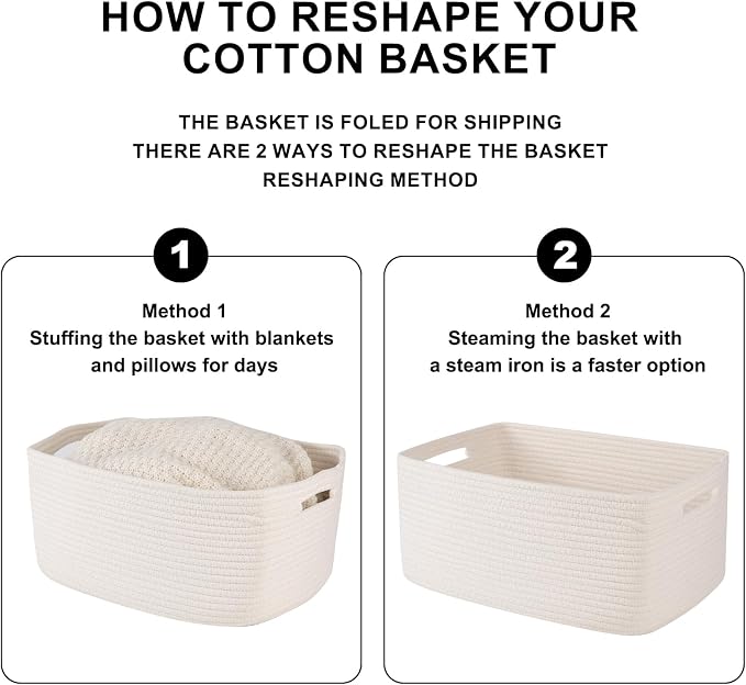 OIASKET Large Storage Basket for Organizing, Woven Rope Basket for Shelves - Image 6