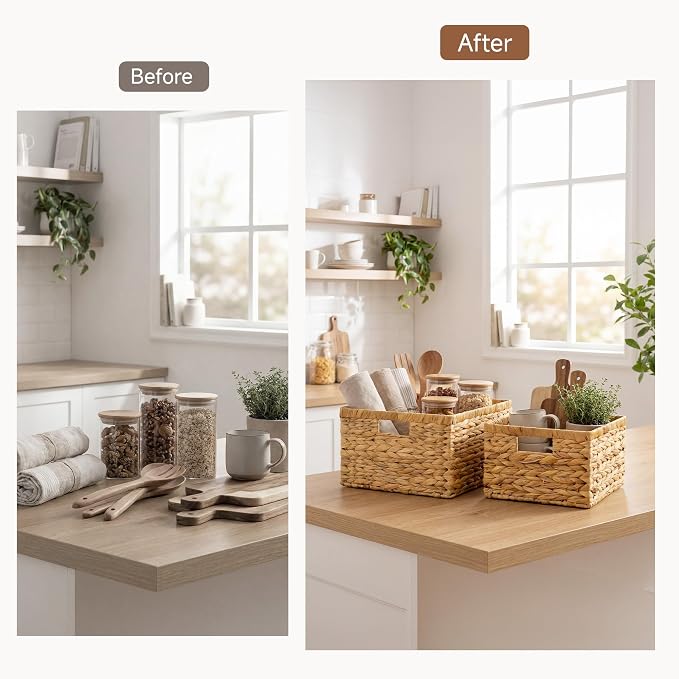 StorageWorks Wicker Baskets for Storage, Wicker Storage Baskets, Wicker Storage - Image 6