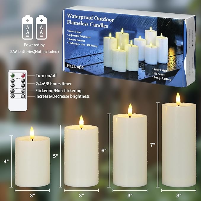 Outdoor 4pcs Flameless Waterproof Candles - Image 3
