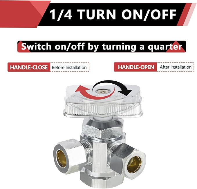 20PCS EFIELD Dual Compression Outlet Multi-Turn FIP Angle Stop Valve | 1/2" Fip - Image 3