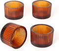 4 Pack Tealight Amber Candle Holders, Votive Tea Light Candle Holder | Glass by LOVELIGHTLOVELIFE