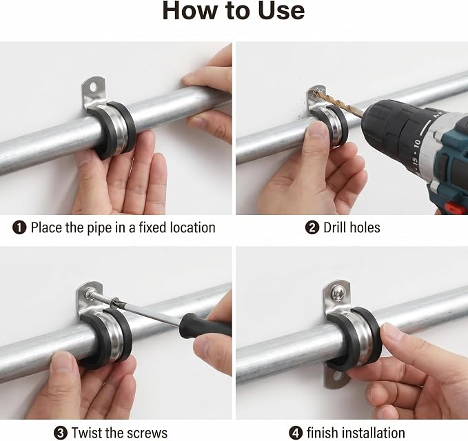 1 Inch Reinforced Rigid Pipe Strap, 2 Holes U Bracket Cable Clamp Hanger | - Image 4