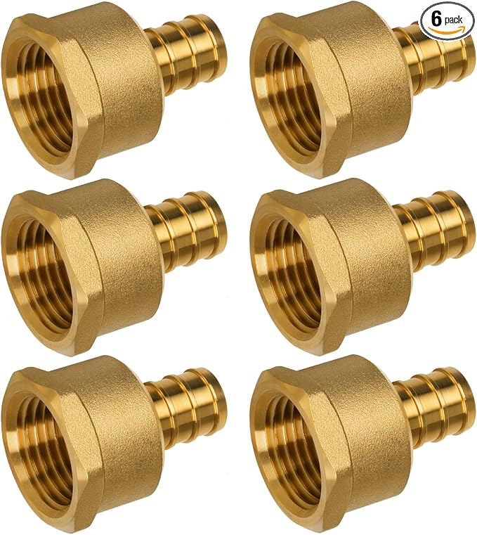 Pex Fittings, 1/2" Female NPT to 1/2" Pex Male Adapter, Heavy-Duty Brass Crimp by KAINGA
