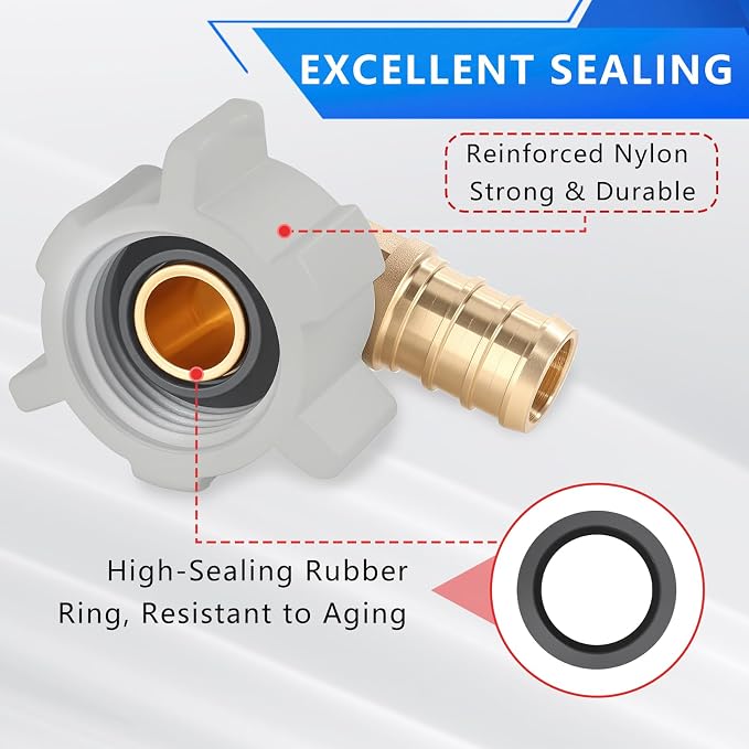 1/2" Pex × 1/2" Female NPT Swivel Elbow No-Lead Brass Crimp Fitting, PEX-B - Image 4