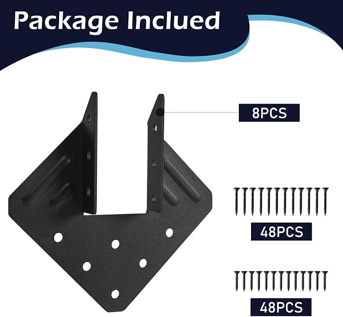 24Pcs Hurricane Tie for Rafter, Heavy Duty 2mm Thick Hurricane Strap | Black - Image 5