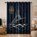 Navy Blue Warship Blackout Curtains by Unknown