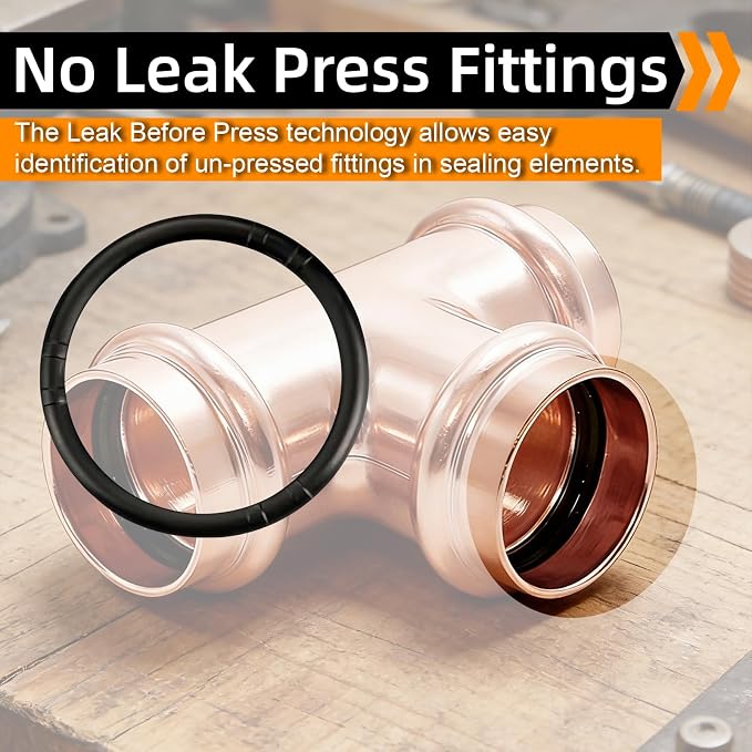 1" Copper Press Fittings Tee for Copper Pipe, 5 Pack | Lead-free copper - Image 4