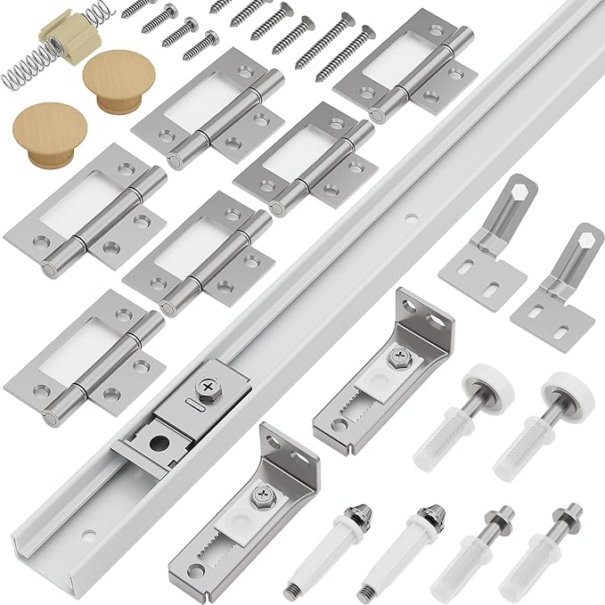 Closet Bifold Door Hardware & 60 Inch Track, 5 ft Bi Folding Door Rail Kit | by OcyfymHome