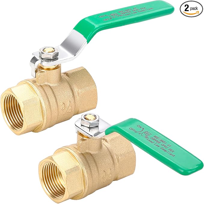 2PCS 3/4’’ NPT Ball Valve, Lead-Free Brass, Full Port Shut Off Valve by WYNNsky