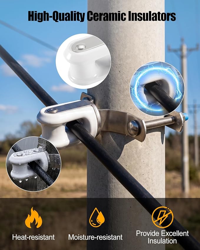 Adjustable Porcelain Wire Support Clamp Fits 1.25" to 3" Poles or Pipes | 2Pcs - Image 5