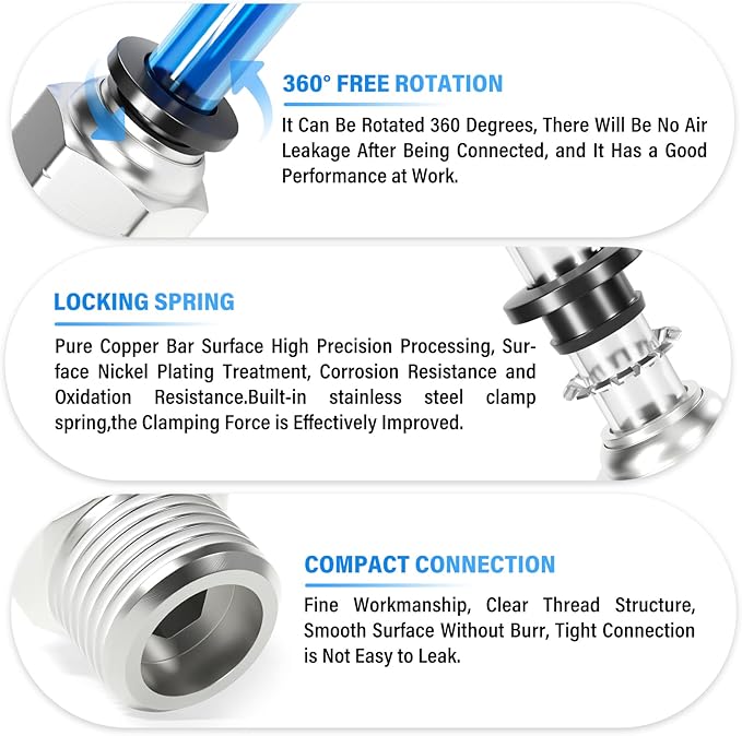 TAILONZ PNEUMATIC Male Straight 3/8 Inch Tube OD x 3/8 Inch NPT Thread Push to - Image 3