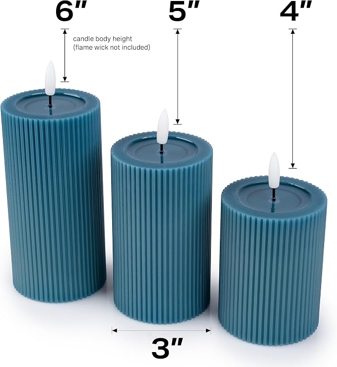 Fluted Ribbed LED Pillar Candles, - Image 4