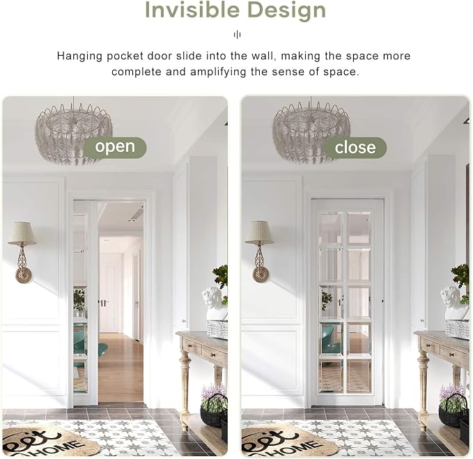 4.6FT/55in Sliding Pocket Door Hardware Kit, Commercial Grade, Aluminum Box - Image 4