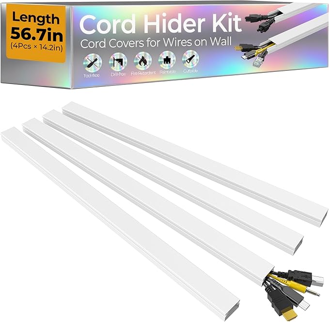56.7in TV Cord Hider Wall, Cord Covers by Wuitaouy