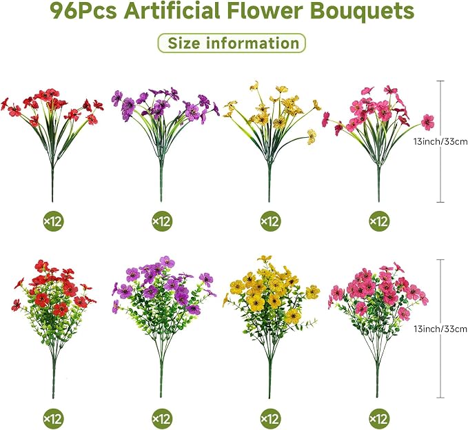 Alupssuc 96 Bundles Artificial Flowers - Image 2