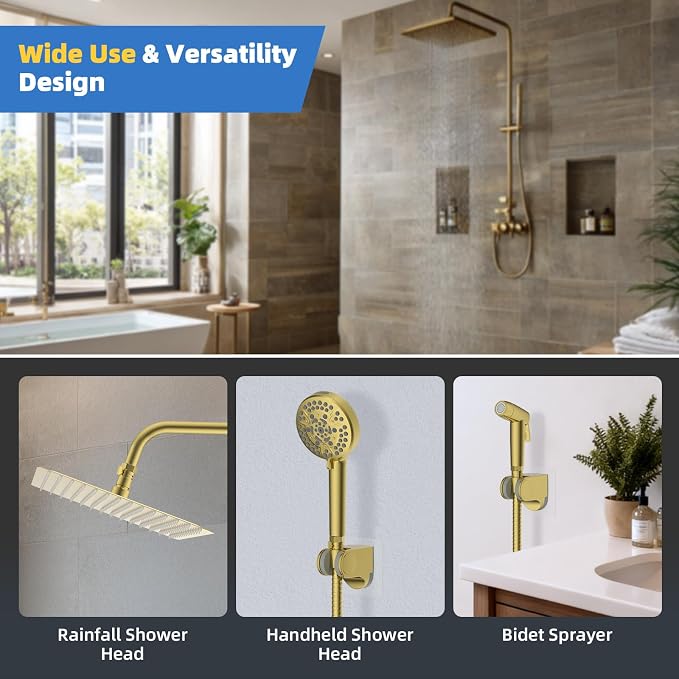 Hibbent All Metal 1 Pack Shower Head Flow Control Valve, G1/2 Brass Shut-off - Image 7