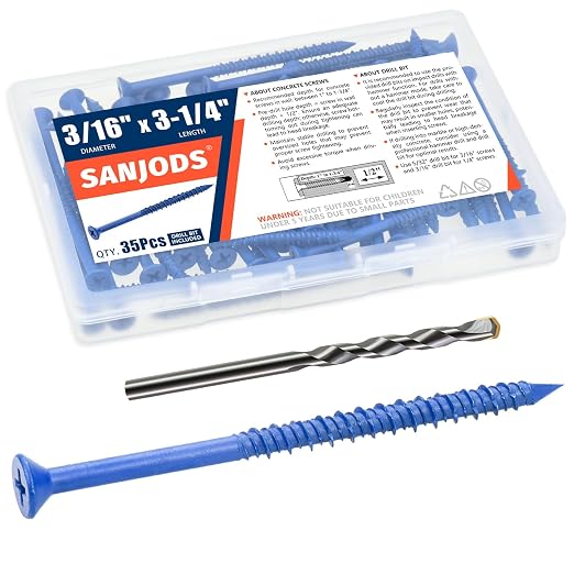 3/16" x 3-1/4" Concrete Screw Anchor, Cement or Stucco by Unknown