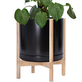 D'vine Dev Ceramic Pot with Natural Wood Stand, 14 in, 55-B-R-2 | Mid-Century by DvineDevPlanterPotsandStand