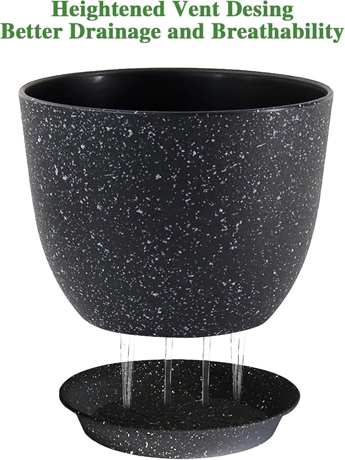 UOUZ 12inch Large Plant Pot, Modern Plastic Planter - Image 3