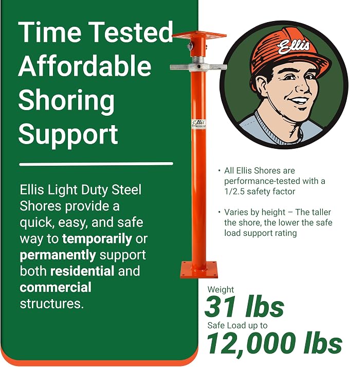 Ellis Manufacturing Light-Duty Steel, Construction Jack Post, Floor Leveling - Image 2