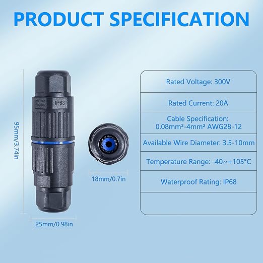 5PCS IP68 Waterproof Junction Box, Outdoor 2 Way Electrical Cable Connector - Image 5