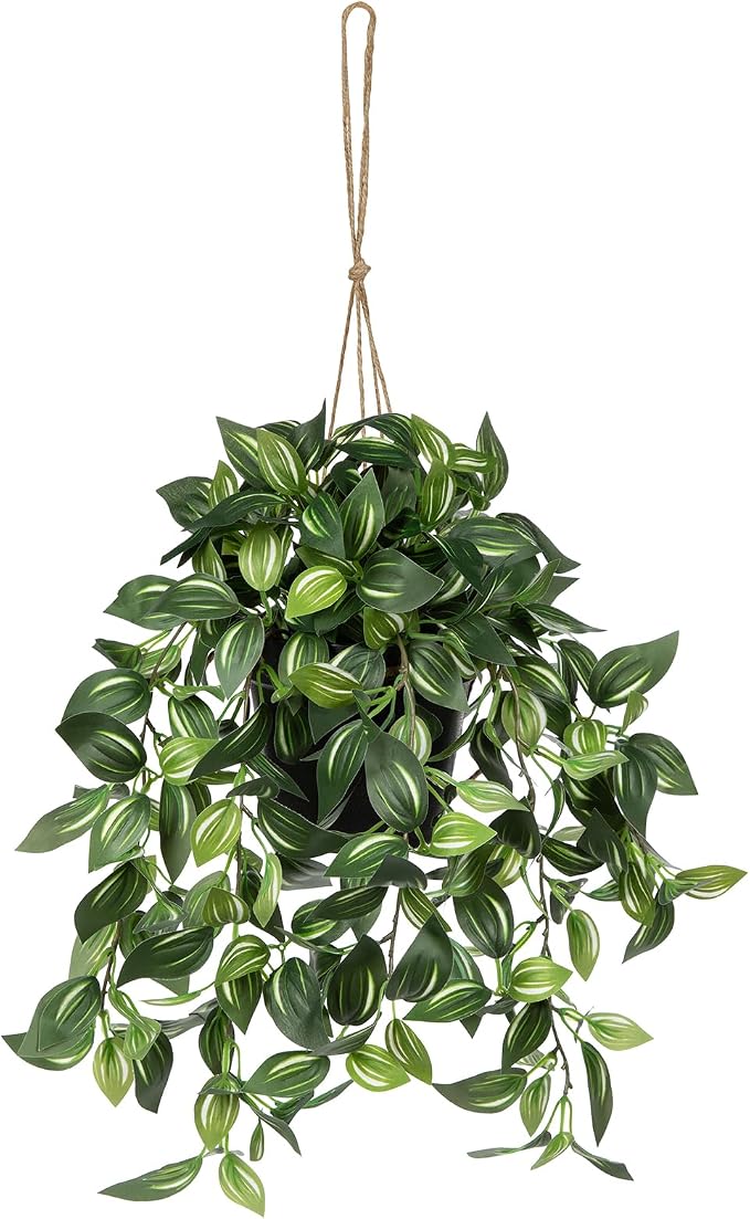 Briful Artificial Hanging Plants in Black Pot 17.7" Lifelike Trailing Faux by Briful