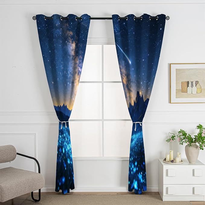 Japanese-Style Illustrations Curtain, Milky Way Meteor Curtains - Image 2