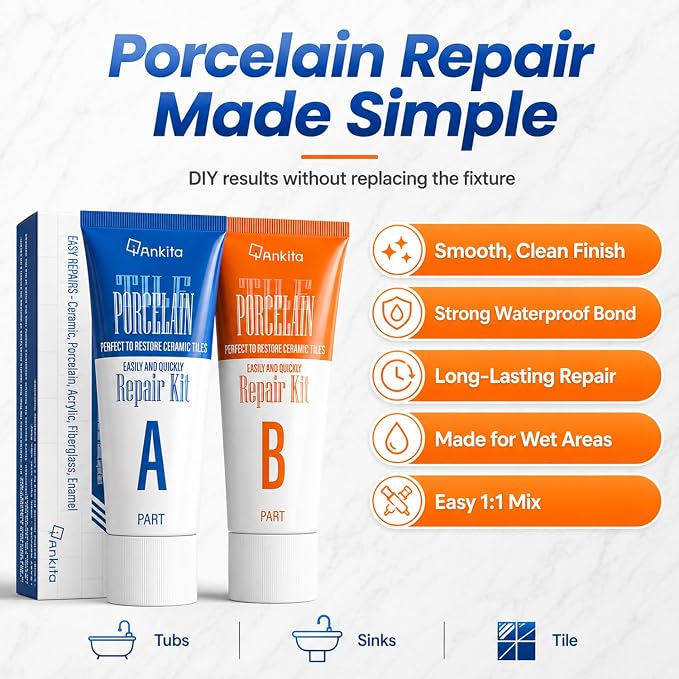 Porcelain Repair Kit White, High-Gloss Chipped Sink, Tub & Tile Repair Kit | - Image 6