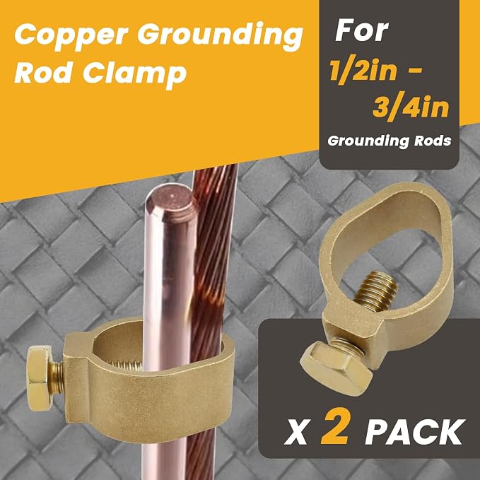 2 Pcs Direct Burial Ground Rod Clamp | 3/4" Diameter Copper Ground Rod Clamp - Image 5