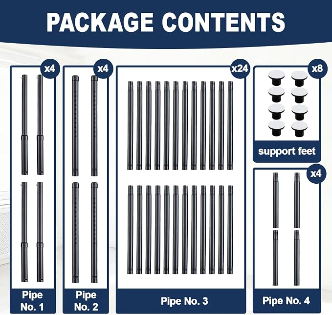Geelin 10FT Dust Barrier Poles, 4 Pack Telescoping Steel Poles - Image 6