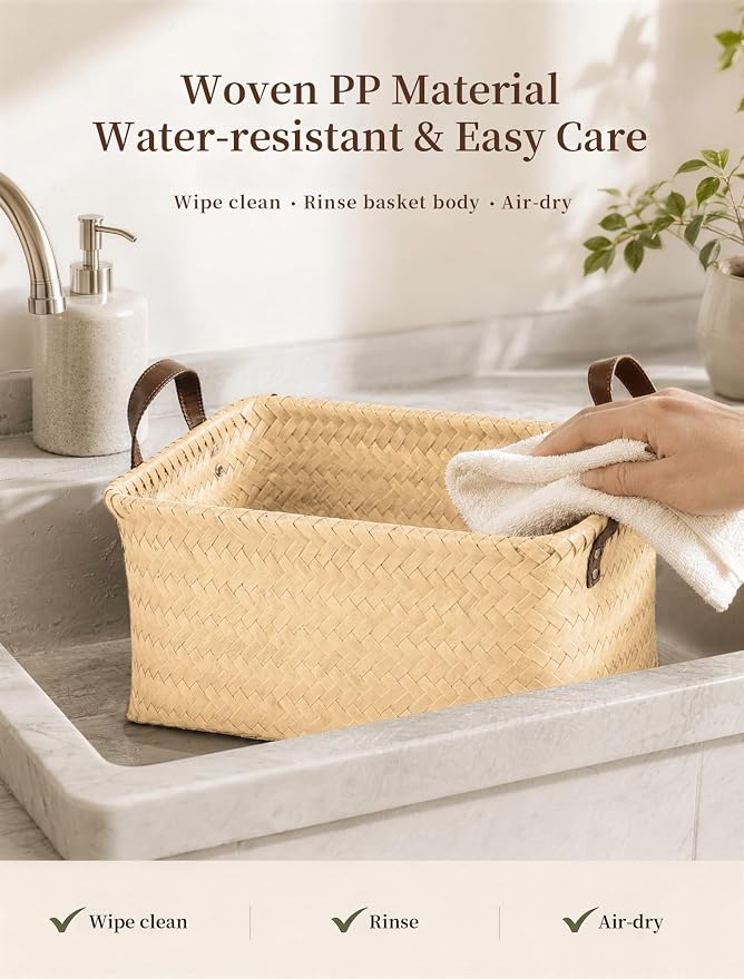 Wicker Storage Baskets, 4 Pack Woven Baskets - Image 7
