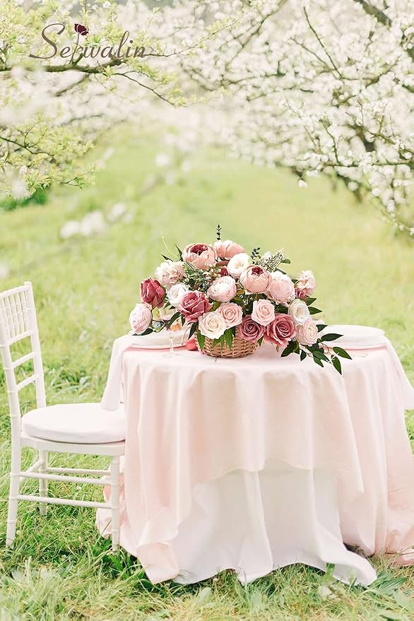 Serwalin 2PCS Artificial Flowers Pink Peonies Silk Flowers - Image 8