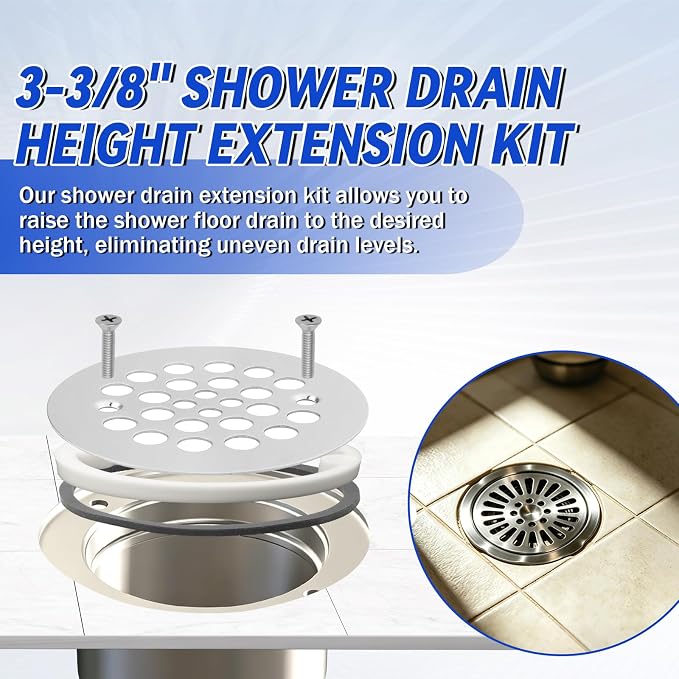 Shower Drain Height Extension Kit Fits 3-3/8" Drain Strainers | Can be Used in - Image 5
