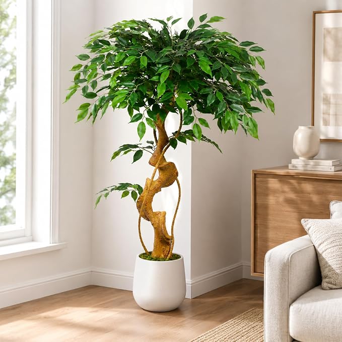 4FT Artificial Ficus Tree, 48in Fake Silk Tree - Image 4