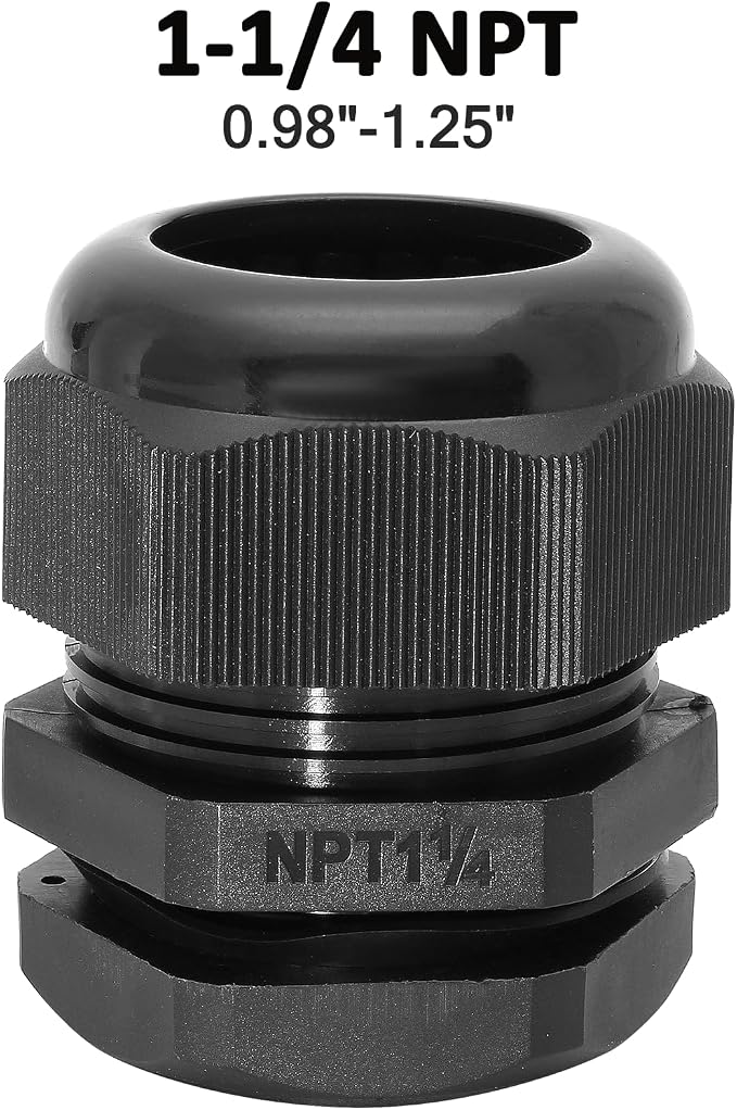 Bonsicoky 1-1/4" NPT Nylon Cable Glands, Adjustable Cord Grip, Strain Relief - Image 2