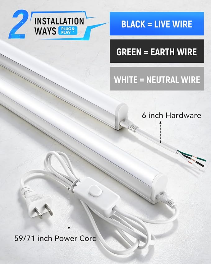 4FT T5 LED Shop Light, 2300LM Linkable LED Integrated Fixture, Garage Ceiling - Image 4