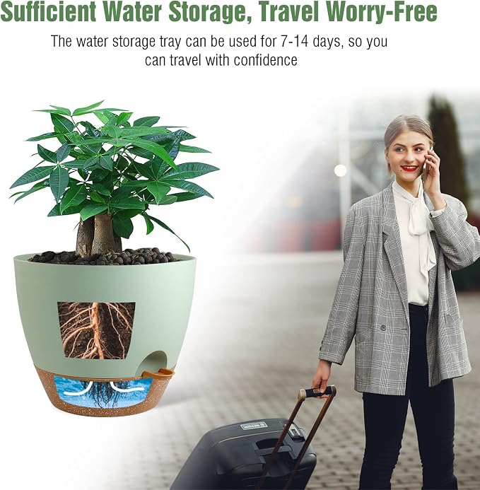 UOUZ 12 inch Large Self Watering Pots, Plastic Planters - Image 5
