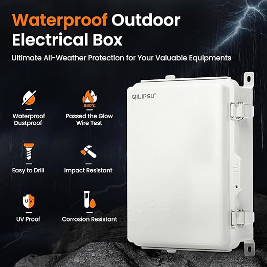 QILIPSU UL94-V0 Outdoor Electrical Box 13.8"x9.9"x5.9" Waterproof Junction Box - Image 3