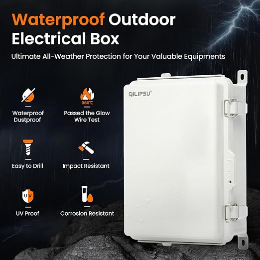 QILIPSU UL94-V0 Outdoor Electrical Box 13.8"x9.9"x5.9" Waterproof Junction Box - Image 3
