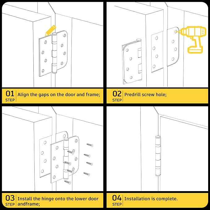 Ball Bearing Door Hinges, 4 x 4 Inch Stainless Steel Matte Black, 3 Pack | - Image 9
