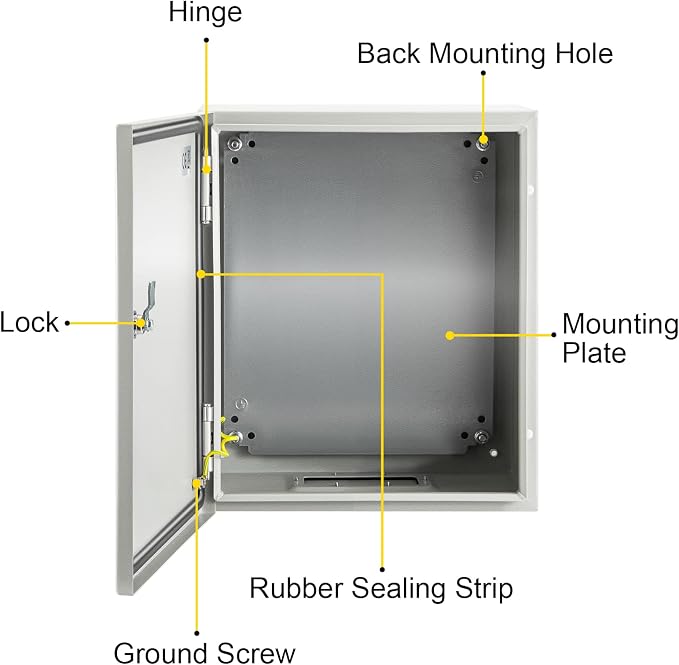 VEVOR NEMA Steel Enclosure, IP66 Waterproof & Dustproof, Outdoor/Indoor - Image 9